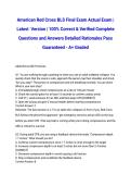 American Red Cross BLS Final Exam Actual Exam &vert; Latest 2026 Version &vert; 100&percnt; Correct & Verified Complete Questions and Answers Detailed Rationales Pass Guaranteed - A&plus; Graded