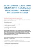 HFMA CSPR Exam ACTUAL EXAM 2026&sol;2027 &vert; HFMA Certified Specialist Patient Accounting &vert; Verified Q&A &vert; Pass Guaranteed - A&plus; Graded