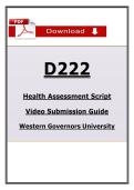 WGU D222 Health Assessment Script&colon; Video Submission Guide &vert;&lpar;Latest 2026 &sol; 2027 Update&rpar;&vert; 100&percnt; Correct Grade A&plus;