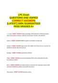 LPC Exam QUESTIONS AND VERIFIED CORRECT ANSWERS GRADED A&plus; -LATEST 2026-2027- 100- GUARANTEED PASS&period;docx&NewLine;&NewLine;