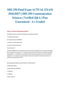 SHS 250 Final Exam ACTUAL EXAM 2026&sol;2027 &vert; SHS 250 Communication Sciences &vert; Verified Q&A &vert; Pass Guaranteed - A&plus; Graded