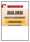 HESI Health Assessment Exam &vert; &lpar;Latest 2026 &sol; 2027 Update&rpar; Questions and Verified Answers &vert; 100&percnt; Correct Grade A&plus;