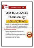 HESI BSN 315 Pharmacology 3 Exams &lpar;PDF&rpar; &vert; Updated NGN Questions &vert; Nursing