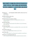 SECURITY FORCES END OF BLOCK 2&NewLine;TEST FINAL TEST 2026 QUESTIONS&NewLine;WITH CORRECT ANSWERS GRADED&NewLine;A&plus;&NewLine;