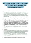 SECURITY TRAINING ACTUAL EXAM&NewLine;PAPER 2026 QUESTIONS WITH&NewLine;ANSWERS GRADED A&plus;&NewLine;
