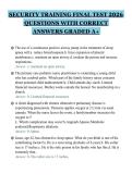 SECURITY TRAINING FINAL TEST 2026&NewLine;QUESTIONS WITH CORRECT&NewLine;ANSWERS GRADED A&plus;