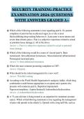 SECURITY TRAINING PRACTICE&NewLine;EXAMINATION 2026 QUESTIONS&NewLine;WITH ANSWERS GRADED A&plus;&NewLine;