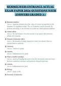 SEMMELWEIS ENTRANCE ACTUAL&NewLine;EXAM PAPER 2026 QUESTIONS WITH&NewLine;ANSWERS GRADED A&plus;&NewLine;
