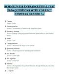 SEMMELWEIS ENTRANCE FINAL TEST&NewLine;2026 QUESTIONS WITH CORRECT&NewLine;ANSWERS GRADED A&plus;