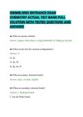 SEMMELWEIS ENTRANCE EXAM&NewLine;CHEMISTRY ACTUAL TEST BANK FULL&NewLine;SOLUTION WITH TESTED QUESTIONS AND&NewLine;ANSWERS&NewLine;