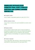 SEMMELWEIS ENTRANCE EXAM&NewLine;CHEMISTRY FINAL SCRIPT COMPLETE&NewLine;QUESTIONS AND CORRECT ANSWERS&NewLine;VERIFIED PASS&NewLine;