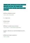 SEMMELWEIS ENTRANCE EXAM MEDICINE&NewLine;BIOLOGY ACTUAL TEST BANK FULL&NewLine;SOLUTION WITH TESTED QUESTIONS AND&NewLine;ANSWERS
