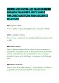 SEMMELWEIS ENTRANCE EXAM MEDICINE&NewLine;BIOLOGY EXAM PREP STUDY GUIDE&NewLine;PRACTICE QUESTIONS AND ACCURATE&NewLine;SOLUTIONS&NewLine;