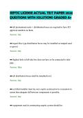 SEPTIC LICENSE ACTUAL TEST PAPER 2026&NewLine;QUESTIONS WITH SOLUTIONS GRADED A&plus;