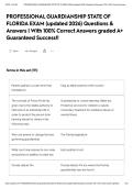 PROFESSIONAL GUARDIANSHIP STATE OF FLORIDA EXAM &lpar;updated 2026&rpar; Questions & Answers &vert; With 100&percnt; Correct Answers graded A&plus; Guaranteed Success&excl;&excl;&NewLine;&NewLine;