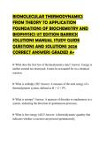 BIOMOLECULAR THERMODYNAMICS&NewLine;FROM THEORY TO APPLICATION&NewLine;FOUNDATIONS OF BIOCHEMISTRY AND&NewLine;BIOPHYSICS 1ST EDITION BARRICK&NewLine;SOLUTIONS MANUAL STUDY GUIDE&NewLine;QUESTIONS AND SOLUTIONS 2026&NewLine;CORRECT ANSWERS GRADED A&plus;&NewLine;