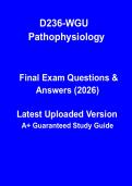 WGU D236 Pathophysiology PDF &vert; Study Guide&comma; Disease Processes & Exam Practice Questions