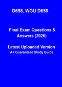 WGU D658 2026 Study Guide PDF &vert; Practice Questions&comma; Test Bank & Exam Review Notes