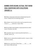 BARBER STATE BOARD ACTUAL TEST PAPER&NewLine;2026 QUESTIONS WITH SOLUTIONS&NewLine;GRADED A&plus;