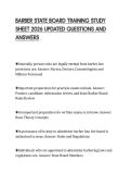 BARBER STATE BOARD TRAINING STUDY&NewLine;SHEET 2026 UPDATED QUESTIONS AND&NewLine;ANSWERS