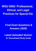 WGU D002 Professional&comma; Ethical & Legal Practices for Special Education PDF &vert; Study Guide & Exam Review