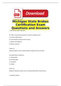 Michigan State Brakes Certification Exam Questions and Answers