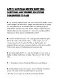 ACT 235 NCC FINAL REVIEW SHEET 2026&NewLine;QUESTIONS AND VERIFIED SOLUTIONS&NewLine;GUARANTEED TO PASS