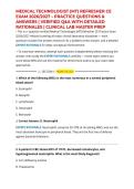 MEDICAL TECHNOLOGIST &lpar;MT&rpar; REFRESHER CE EXAM 2026&sol;2027 &ndash; PRACTICE QUESTIONS & ANSWERS &vert; VERIFIED Q&A WITH DETAILED RATIONALES &vert; CLINICAL LAB MASTER PREP