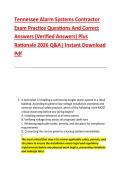 Tennessee Alarm Systems Contractor &NewLine;Exam Practice Questions And Correct &NewLine;Answers &lpar;Verified Answers&rpar; Plus &NewLine;Rationale 2026 Q&A&vert; Instant Download &NewLine;Pdf