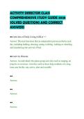 ACTIVITY DIRECTOR CLASS&NewLine;COMPREHENSIVE STUDY GUIDE 2026&NewLine;SOLVED QUESTIONS AND CORRECT&NewLine;ANSWERS