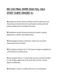 BIO 235 FINAL PAPER 2026 FULL Q&A&NewLine;STUDY GUIDE GRADED A&plus;&NewLine;