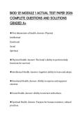 BIOD 121 MODULE 1 EXAM SCRIPT 2026 TEST&NewLine;PAPER QUESTIONS AND SOLUTIONS GRADED&NewLine;A&plus;