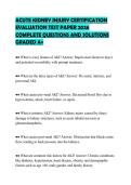 ACUTE KIDNEY INJURY CERTIFICATION&NewLine;EVALUATION TEST PAPER 2026&NewLine;COMPLETE QUESTIONS AND SOLUTIONS&NewLine;GRADED A&plus;