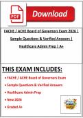 FACHE &sol; ACHE Board of Governors Exam 2026 &vert; American College of Healthcare Executives &vert; Practice Questions with Verified Answers for Healthcare Administration Prep