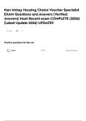 Nan Mckay Housing Choice Voucher Specialist EXAM Questions and Answers &lpar;Verified Answers&rpar; Most Recent exam COMPLETE &lpar;2026&rpar; &lpar;Latest Update 2026&rpar; UPDATE&excl;&excl;