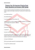 Pearson Vue Life Insurance Practice Exam Study Questions and Answers 2026 Update