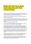 RNSG 1301 Unit I Exam Study Guide Questions with 100&percnt; Correct Answers