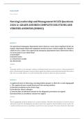 NCLEX RN leadership management EXAM A&plus; GRADE ASSURED COMPLETE SOLUTIONS AND VERIFIED ANSWERS
