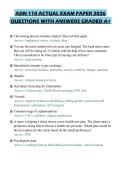 ADN 110 ACTUAL EXAM PAPER 2026&NewLine;QUESTIONS WITH ANSWERS GRADED A&plus;