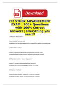 IT2 STUDY ADVANCEMENT EXAM &vert; 200&plus; Questions with 100&percnt; Correct Answers &vert; Everything you need&excl;&excl;
