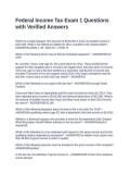 Federal Income Tax Exam 1 Questions with Verified Answers