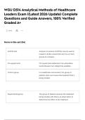 WGU D514 Analytical Methods of Healthcare Leaders Exam &vert;&lpar;Latest 2026 Update&rpar; Complete Questions and Guide Answers&comma; 100&percnt; Verified Graded A&plus;