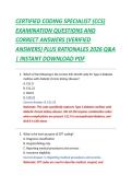 CERTIFIED CODING SPECIALIST &lpar;CCS&rpar; &NewLine;EXAMINATION QUESTIONS AND &NewLine;CORRECT ANSWERS &lpar;VERIFIED &NewLine;ANSWERS&rpar; PLUS RATIONALES 2026 Q&A &NewLine;&vert; INSTANT DOWNLOAD PDF 