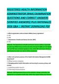 REGISTERED HEALTH INFORMATION &NewLine;ADMINISTRATOR &lpar;RHIA&rpar; EXAMINATION &NewLine;QUESTIONS AND CORRECT ANSWERS &NewLine;&lpar;VERIFIED ANSWERS&rpar; PLUS RATIONALES &NewLine;2026 Q&A &vert; INSTANT DOWNLOAD PDF 