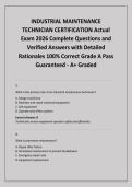 INDUSTRIAL MAINTENANCE TECHNICIAN CERTIFICATION Actual Exam 2026 Complete Questions and Verified Answers with Detailed Rationales 100&percnt; Correct Grade A Pass Guaranteed - A&plus; Graded