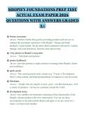 SHOPIFY FOUNDATIONS PREP TEST&NewLine;ACTUAL EXAM PAPER 2026&NewLine;QUESTIONS WITH ANSWERS GRADED&NewLine;A&plus;&NewLine;