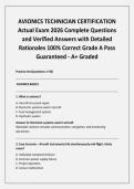 AVIONICS TECHNICIAN CERTIFICATION Actual Exam 2026 Complete Questions and Verified Answers with Detailed Rationales 100&percnt; Correct Grade A Pass Guaranteed - A&plus; Graded