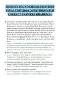SHOPIFY FOUNDATIONS PREP TEST&NewLine;FINAL TEST 2026 QUESTIONS WITH&NewLine;CORRECT ANSWERS GRADED A&plus;&NewLine;