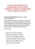 UTAH MASTER ESTHETICIAN &NewLine;EXAMINATION ACTUAL EXAM &NewLine;CURRENTLY TESTING UPDATED THIS &NewLine;YEAR &sol; ALREADY GRADED A&plus; 