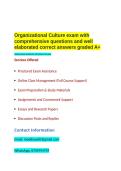 Organizational Culture exam with comprehensive questions and well elaborated correct answers graded A&plus;&period;&NewLine;